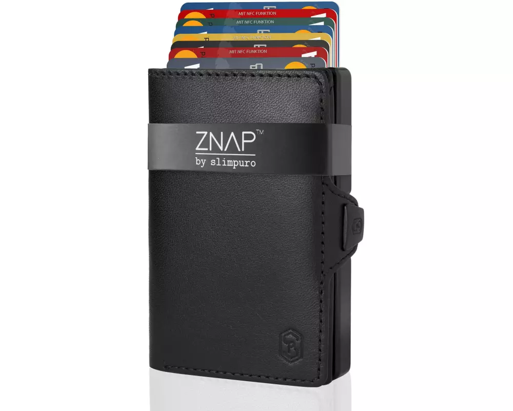 ZNAP Portemonnaie Slim Wallet Glattleder Black, 8er