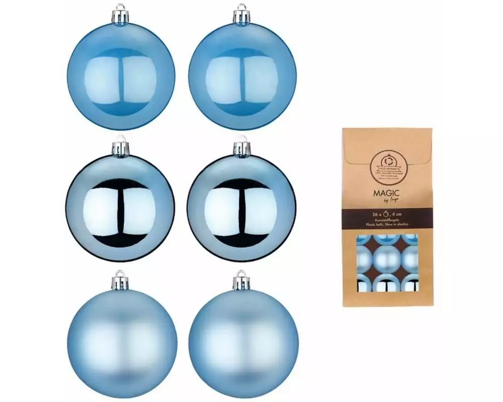 INGES CHRISTMAS DECOR Weihnachtskugel 4 cm Ozeanblau, 26 Stück