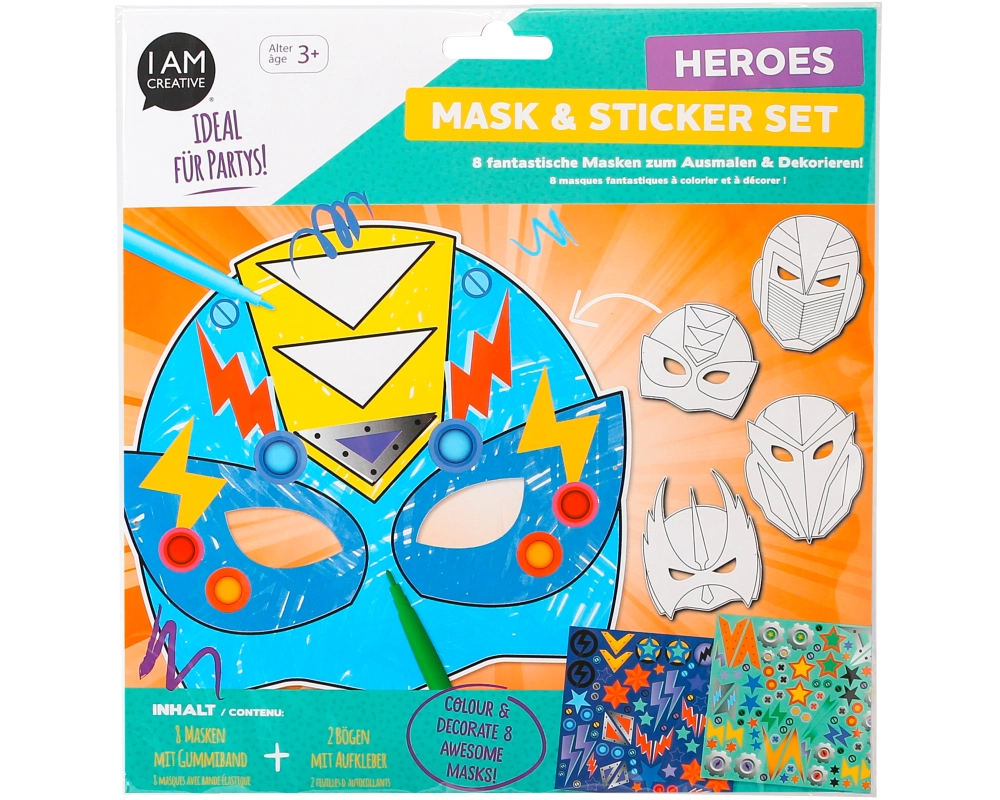 I AM CREATIVE Masken 4220.09 Superhelden, 18 tlg.