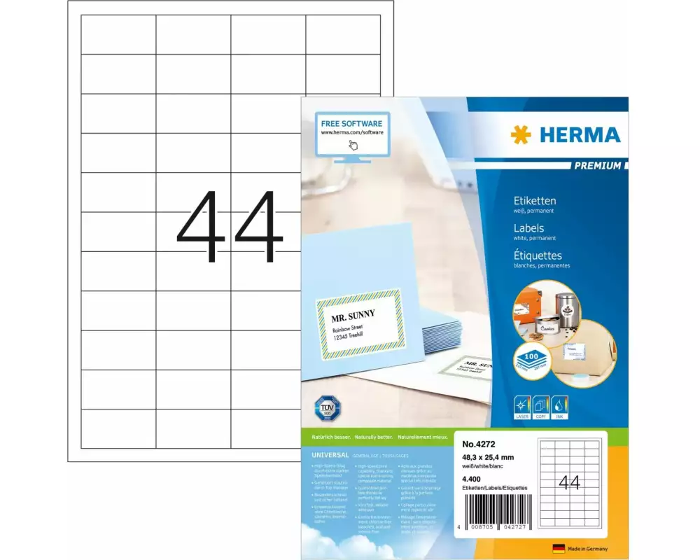 HERMA Vielzweck-Etiketten Premium 48.3 x 25.4 mm, 100 Blatt