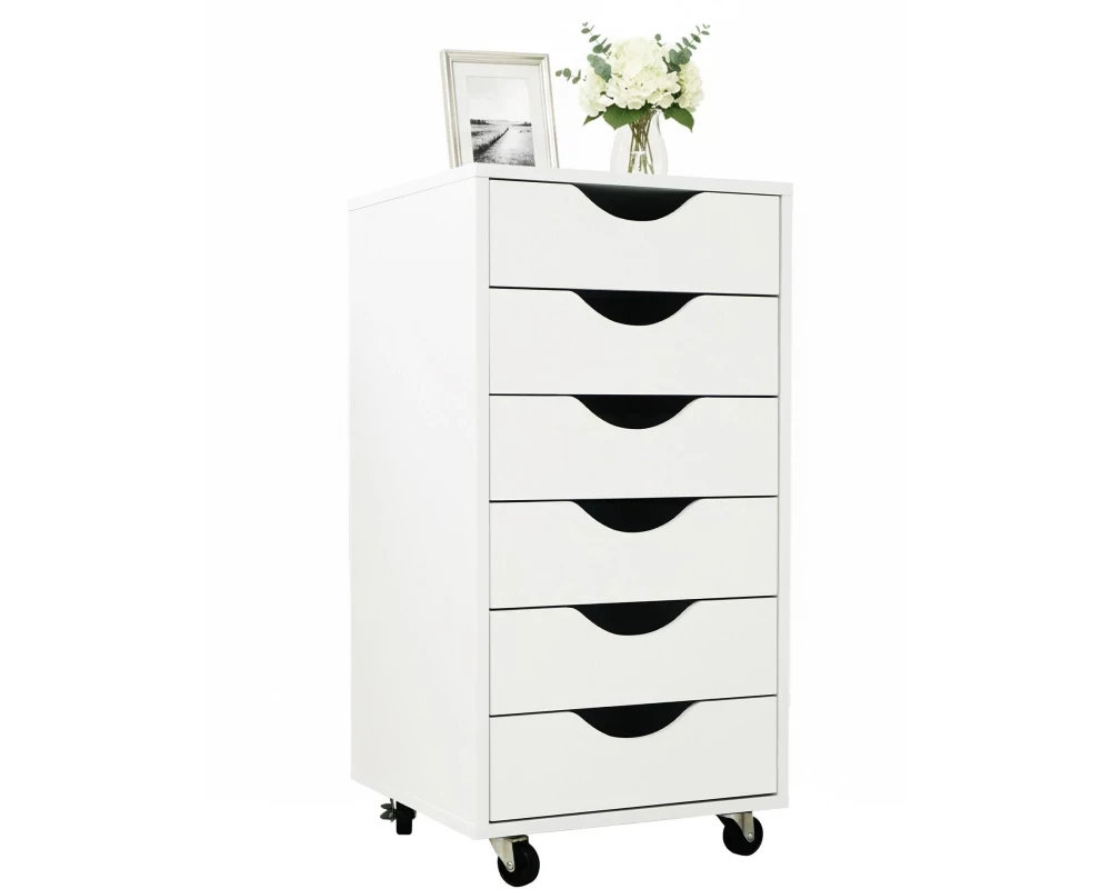 relaxdays Rollcontainer 6 Schubladen Weiss 6 Schubladen Weiss