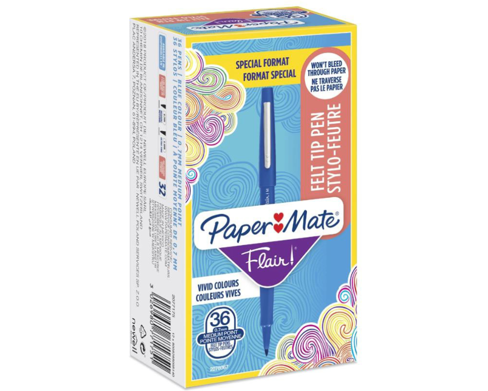 Paper Mate Fineliner Flair Original 0.7 mm, 36 Stück, Blau