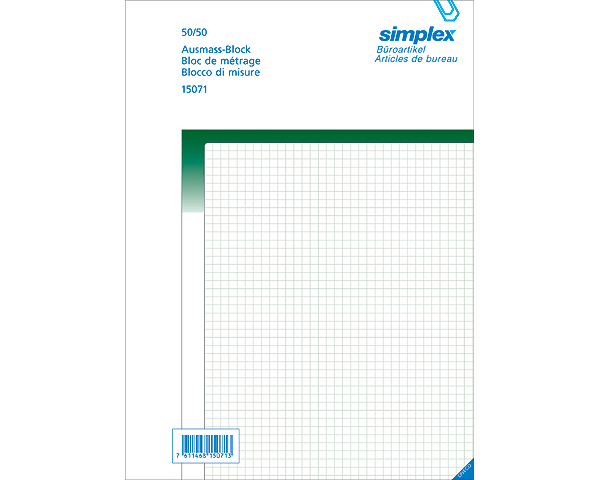 SIMPLEX Ausmassbuch grün A4 15071 Durchschreibepapier 50x2 Blatt