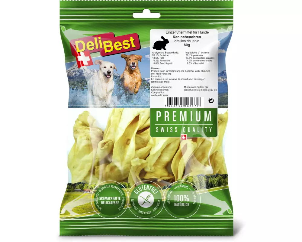 DeliBest Kausnack Premium Kaninchenohren gourmet 80 g