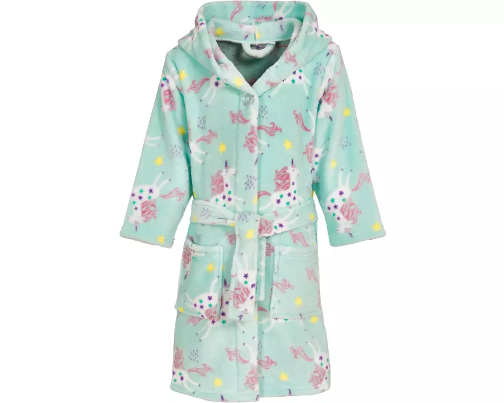 Playshoes Fleece-Bademantel Einhorn Mint Gr. 98/104