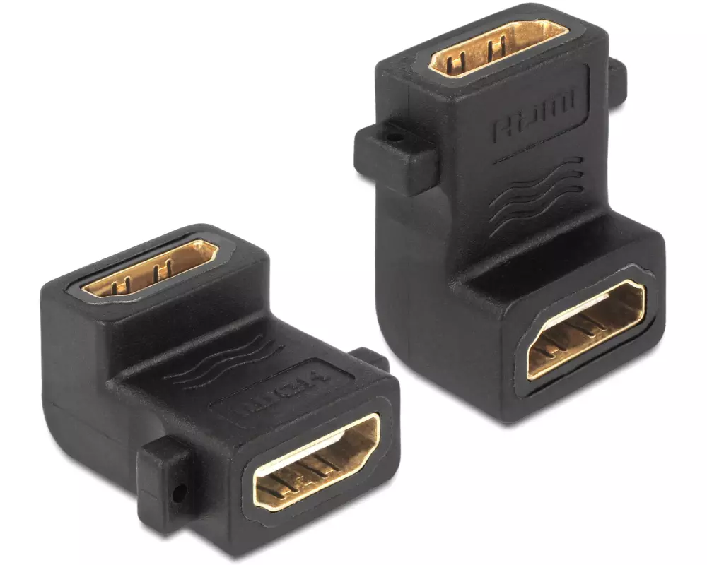 Delock Adapter mit Schraubanschluss 90° gewinkelt HDMI - HDMI