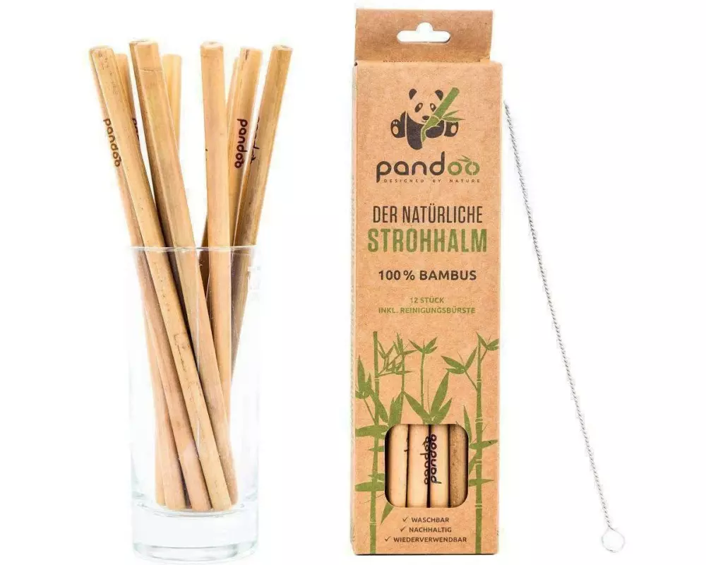 pandoo Strohhalme 12 Stück, Beige
