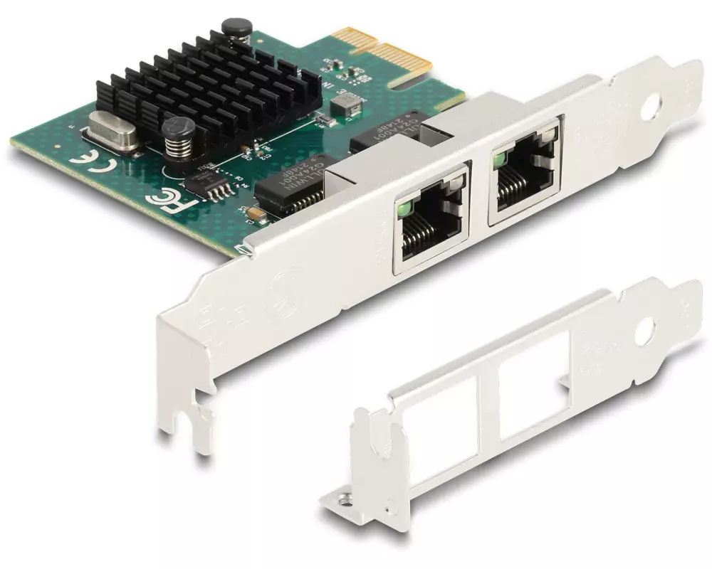 Delock Netzwerkkarte 2x RJ45 Gigabit, PCI-Express x1