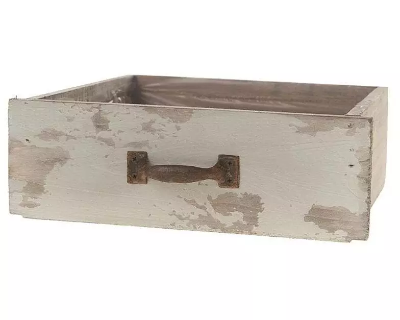 CHALET Aufbewahrungskiste mit Einsatz 24 x 22 x 8 cm, Grau/Weiss