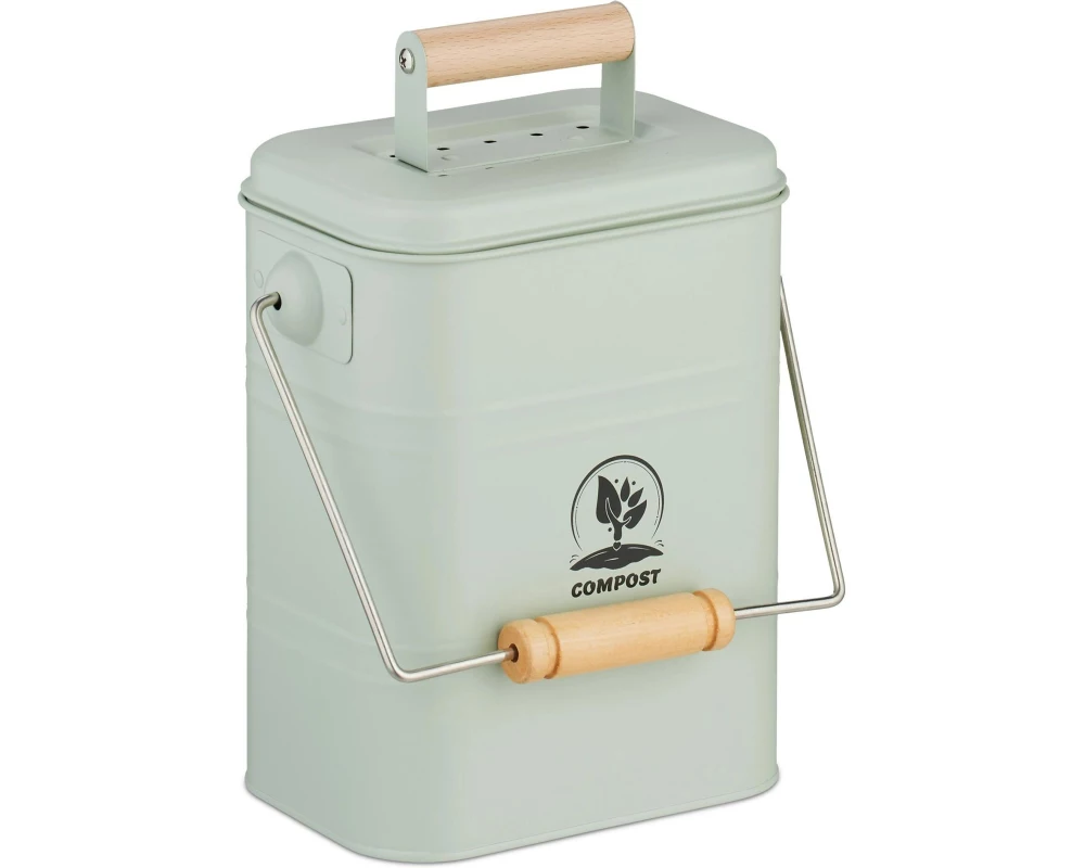 relaxdays Komposteimer 3.5 l, Hellbraun/Hellgrün