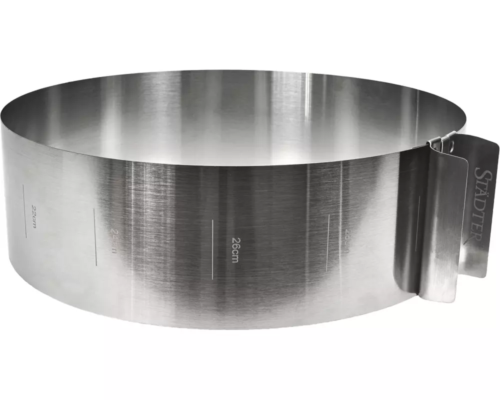 Städter Tortenring mit Griff 15 bis 30 cm verstellbar, Silber