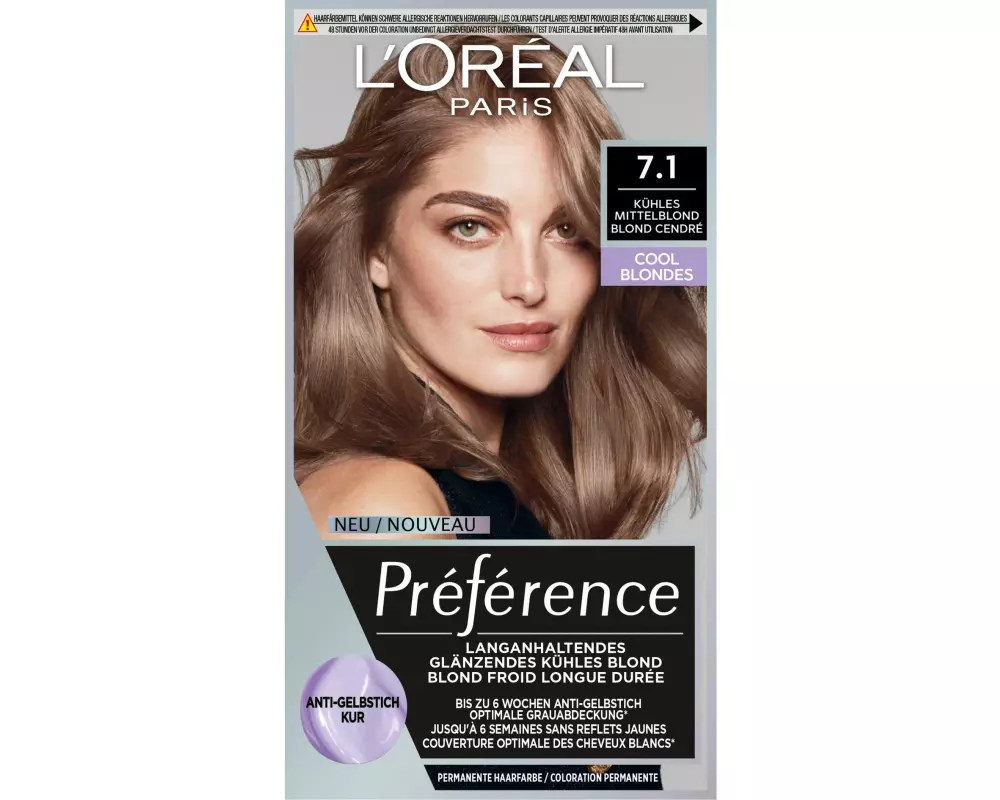 L'Oréal Paris Préférence Cool Blondes 7.1 Kühles Mittelblond/Blond cendré