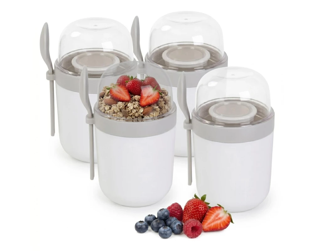 relaxdays Lunchpot to go, 4er Set, Weiss