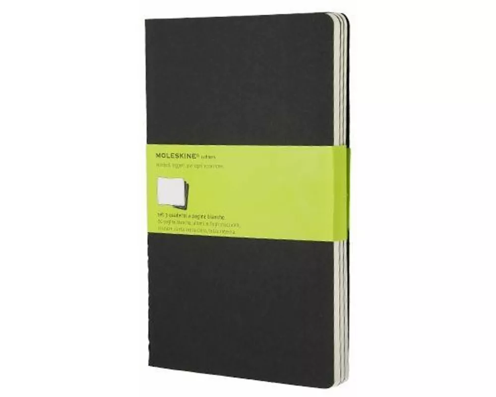 Moleskine Cahier Journal (Set of 3), Large, Plain, Black, Soft Cover (5 x 8.25)