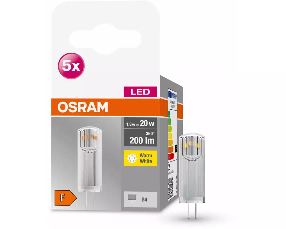 OSRAM Lampe Base Pin 20, 1.8W, G4, Warmweiss (WW)