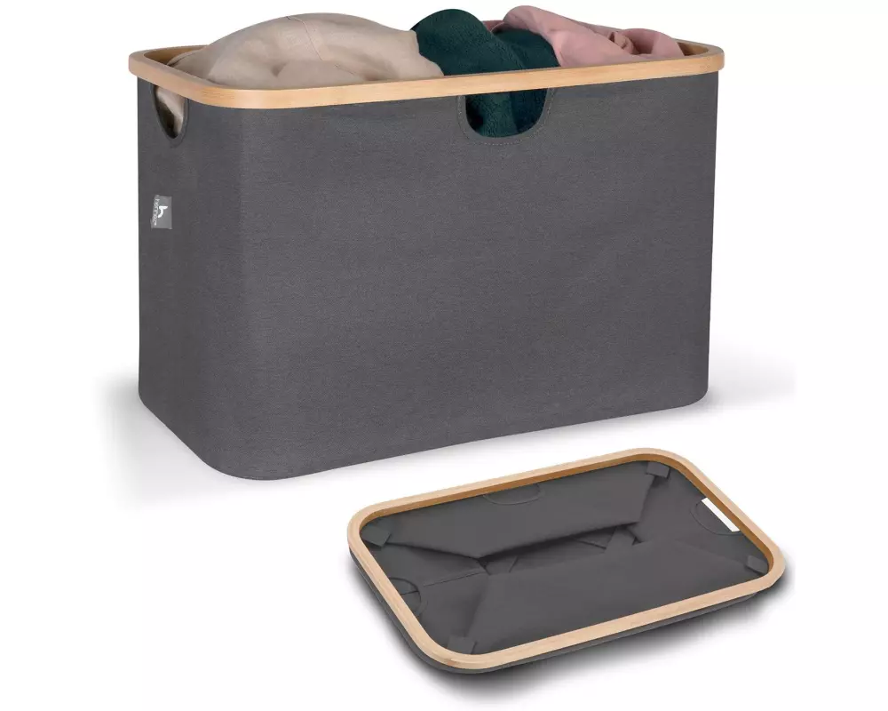 Hennez Wäschekorb Adrian 60 l, Anthrazit/Nature