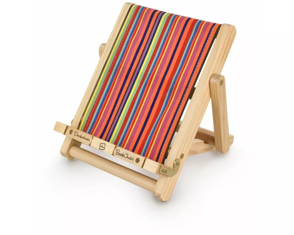 Bookchair (Medium) - Bunt gestreift - Buchständer aus Holz - Leseständer - Für Bücher, E-Reader und Tablets - Lesehilfe - Tablethalter Geschenk für Le