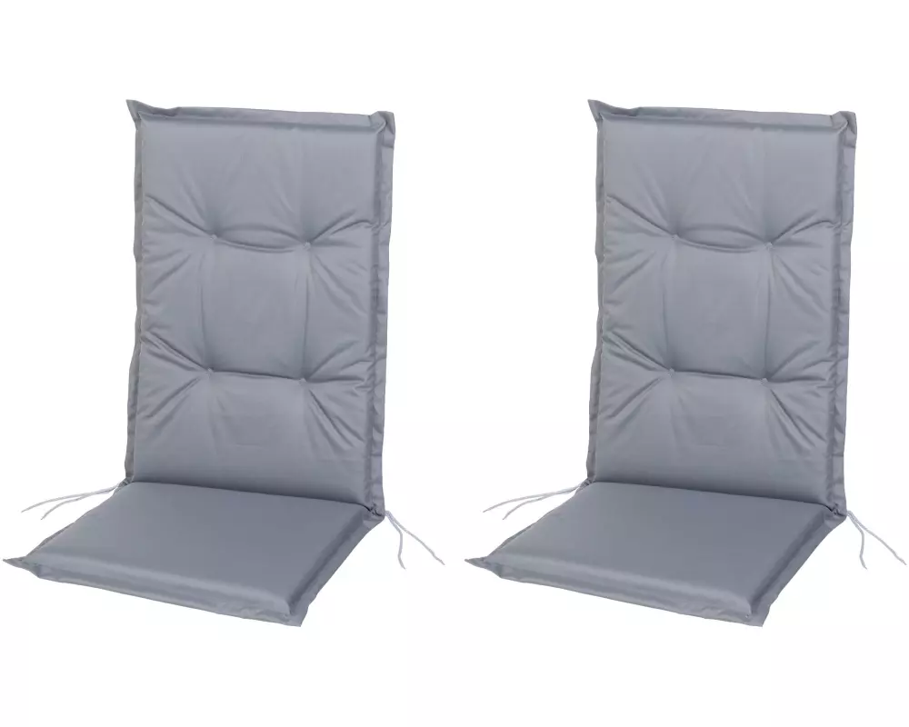 COCON Stuhlauflage Hochlehner Outdoor 118 x 50 cm, Grau, 2er-Set