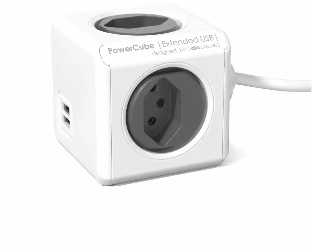 Allocacoc Tischsteckdosenleiste PowerCube Extended 4x T13, 3 m mit USB