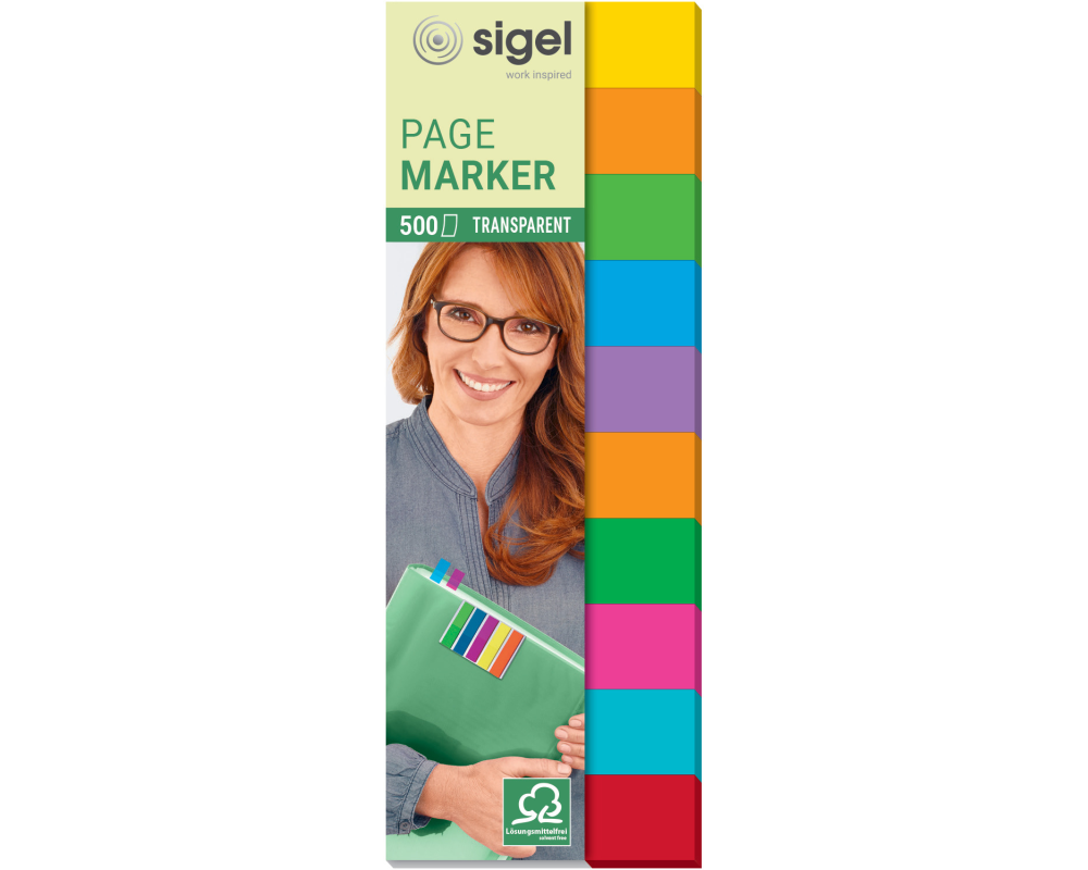 SIGEL Haftmarker Film Multicolor HN684 10 Farben,44x12,5mm,500 BL