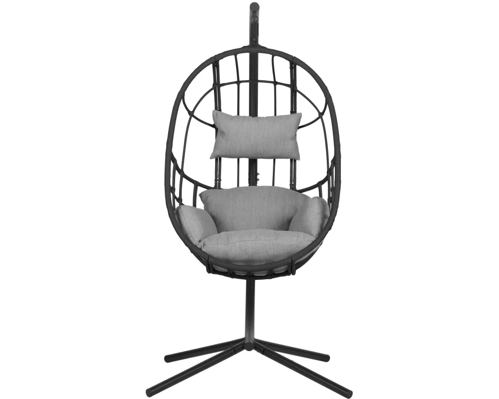 Schou Hängestuhl Jerry, mit Kissen, 128 x 128 x 190 cm – Schwarz