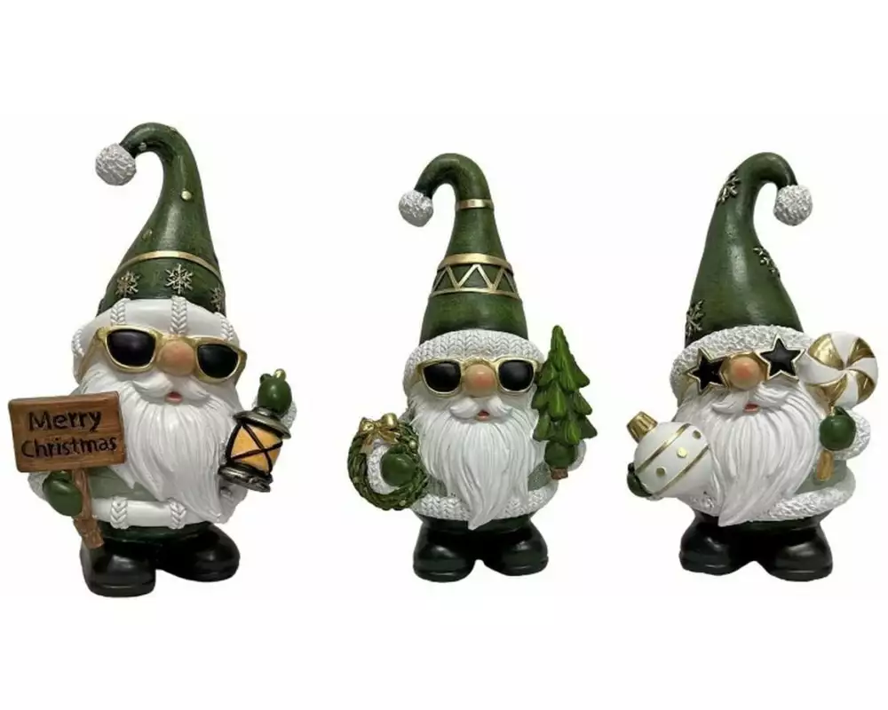 Dameco Weihnachtsfigur Santa's 3-er Set, Grün