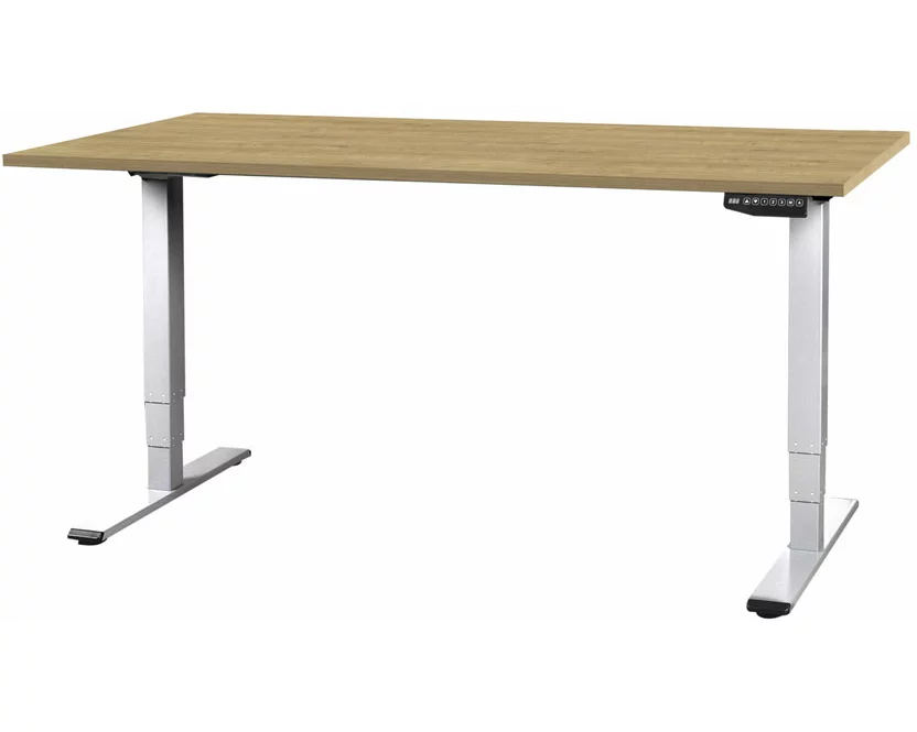 CONTINI höhenverstellbarer Bürotisch 1.8x0.8m Eiche / Gestell weiss RAL 9016