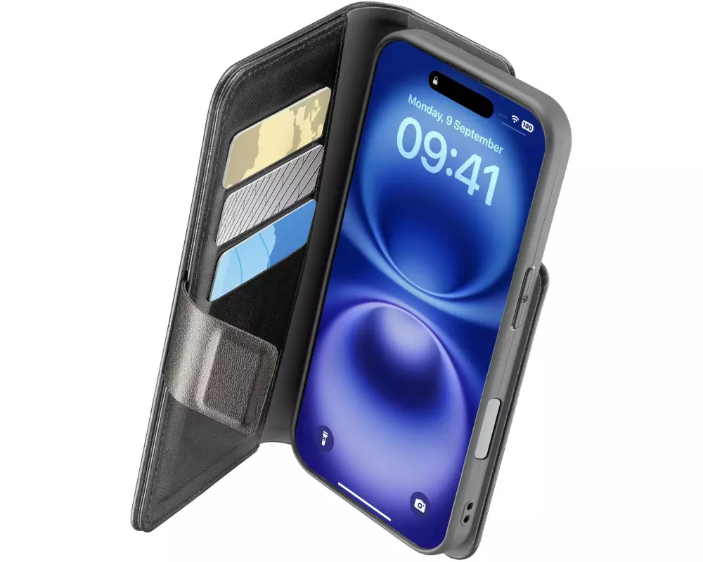 Cellular Line Book Cover Book Agenda 2 iPhone 16 Schwarz