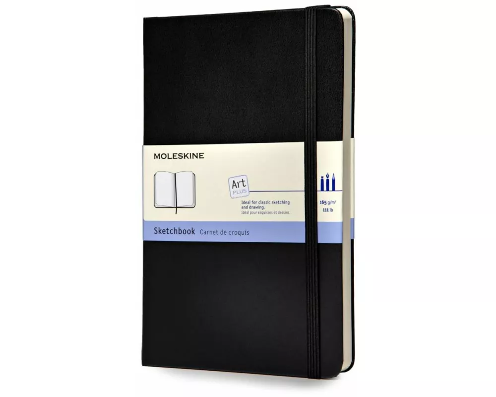 Moleskine Art Plus Sketchbook, Large, Plain, Black, Hard Cover (5 x 8.25)