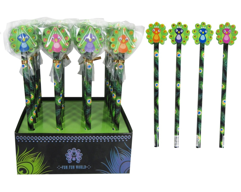 ROOST Bleistift Pfau PFRE-001 Radiergummi, 4 ass.