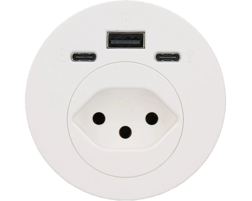 max connect Anschlussfeld Einbau Weiss 1x Typ 13 USB-A/C 25W USB-C Daten