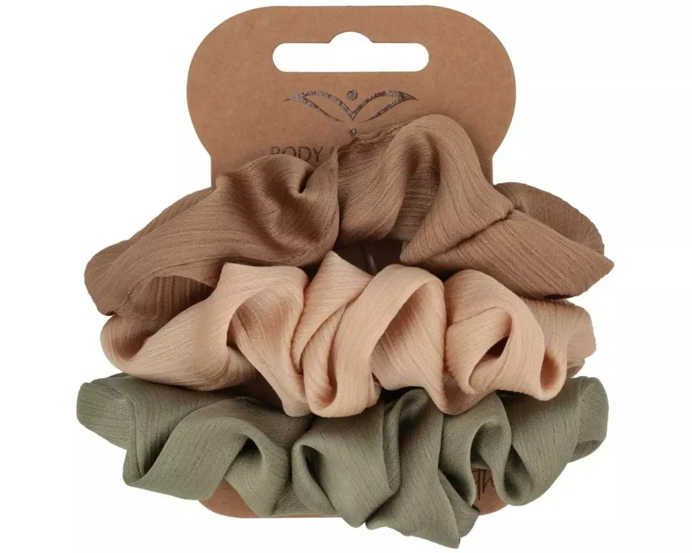 Body Mind Soul Scrunchy Yoga, Olivegrün, Beige, Hellbraun 3 Stück