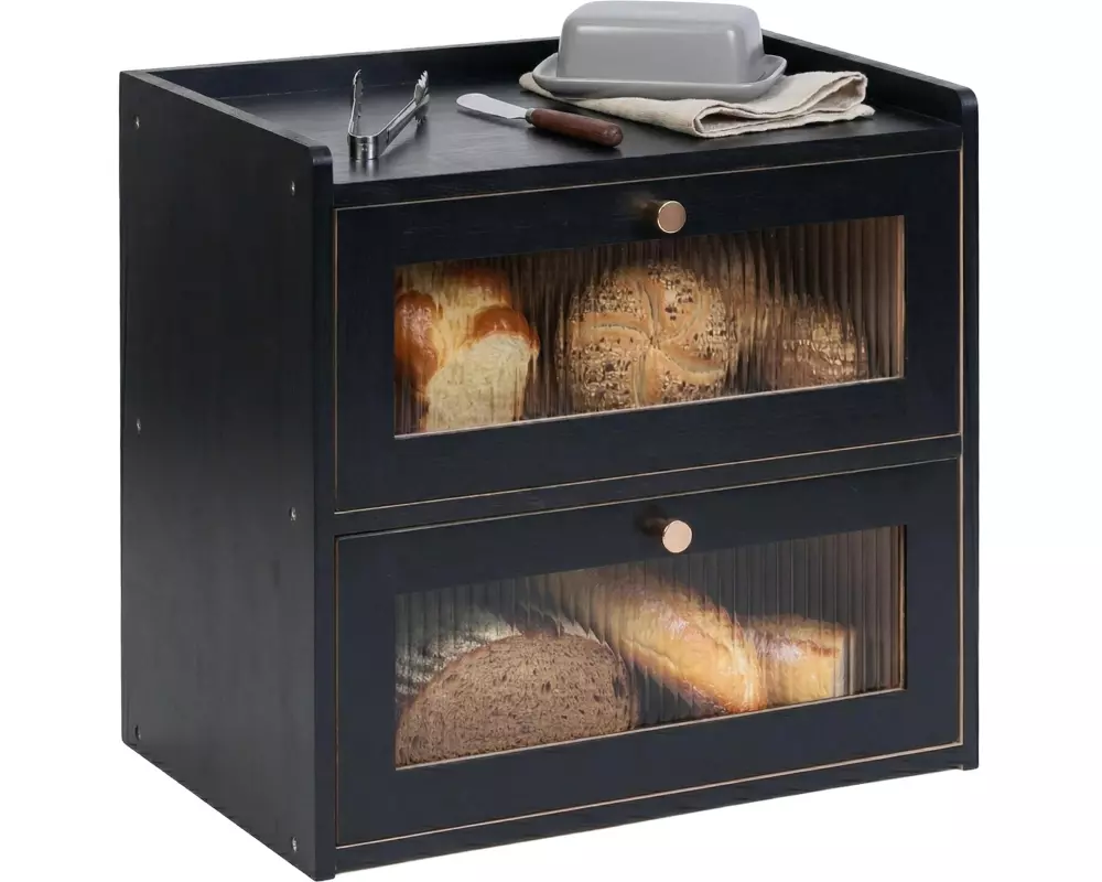 relaxdays Brotkasten Schwarz