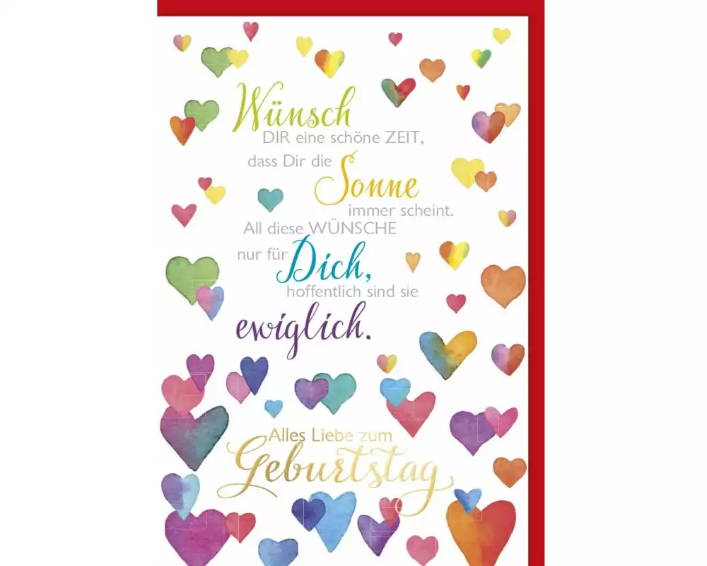 Braun + Company Geburtstagskarte Herzchen 11.5 x 17 cm