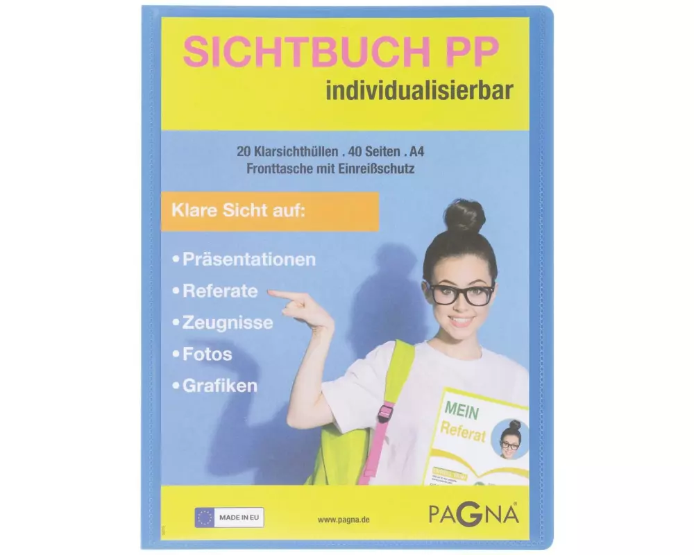 Pagna Sichtbuch mit Fronttasche, School A4 Hellblau