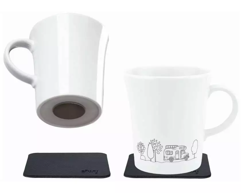 Silwy Porzellan Magnet-Henkel-Tassen Set Camping