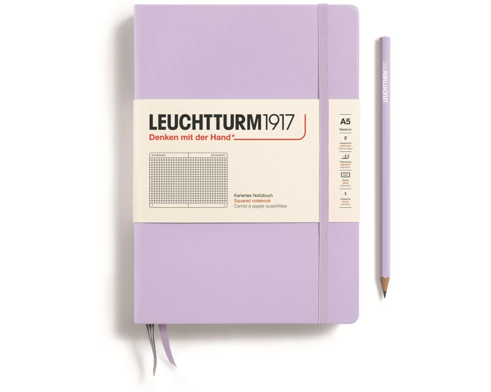 Leuchtturm Notizbuch Medium A5, Kariert, Lila