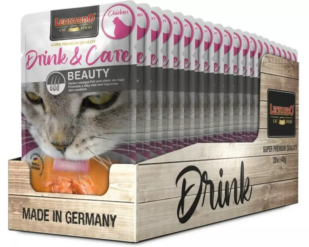 Leonardo Cat Food Drink und Care Beauty Chicken 20 x 40 g