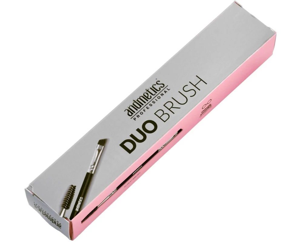 andmetics Professional Brow Brush Duo Doppelpinsel mit Bürste und schrägem Pinsel