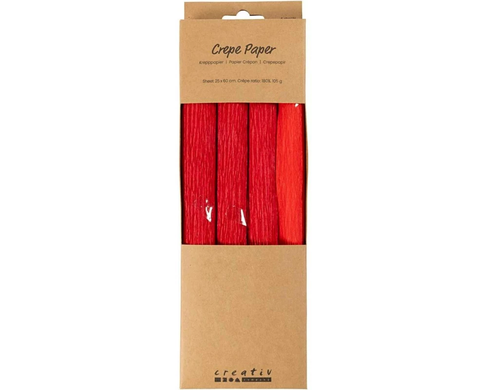Creativ Company Krepppapier 4 Rollen 25 x 60 cm, Rot