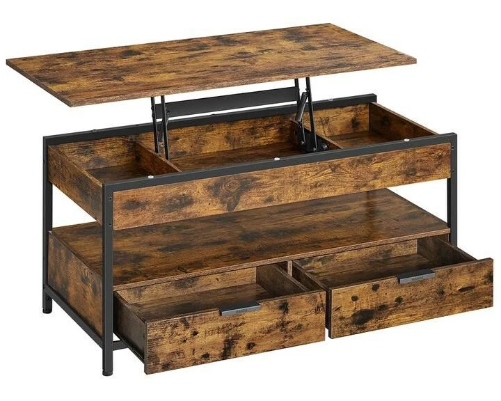 VASAGLE Couchtisch 100 x 50 cm, Braun/Schwarz