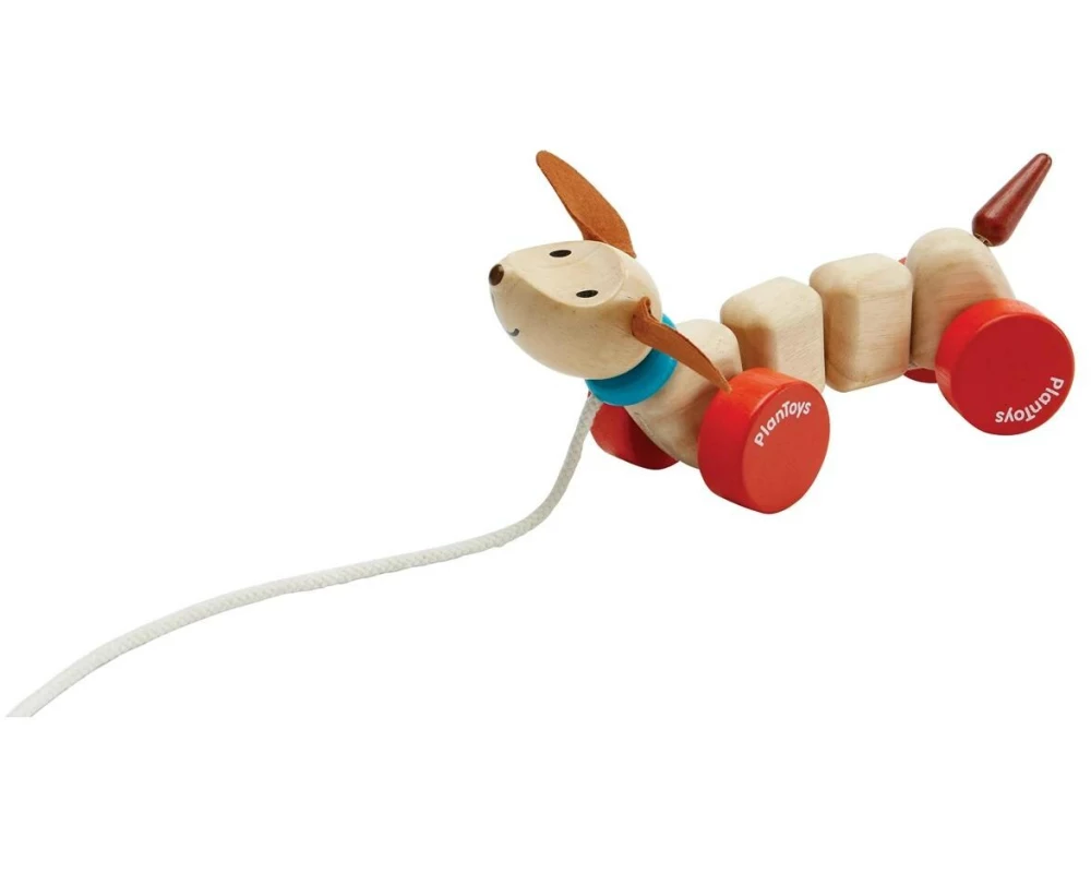 Plantoys Nachzieh-Hündchen aus Kautschukholz