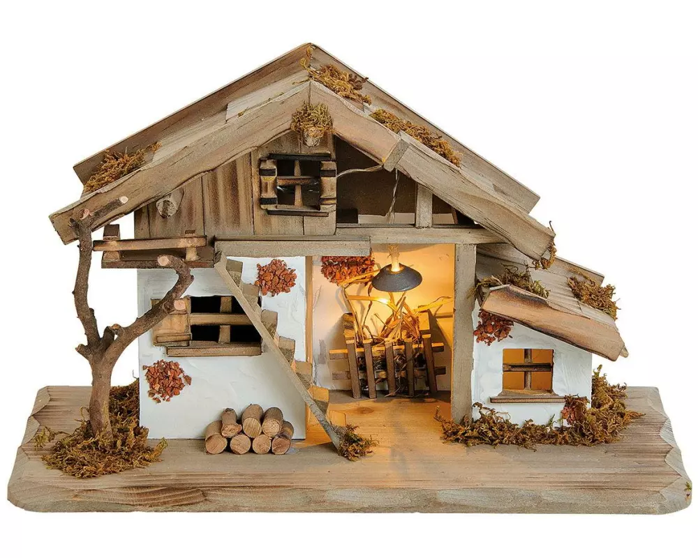 G. Wurm Krippe mit LED 39 x 23 x 19 cm
