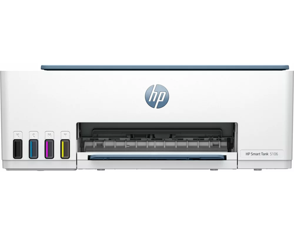 HP Smart Tank 5106, All-in-One, MFP, colour, inkjet, refillable, A4, 10ppm, Copy, 12ppm, Print, 100sheets, USB, Wi-Fi, Bluetooth