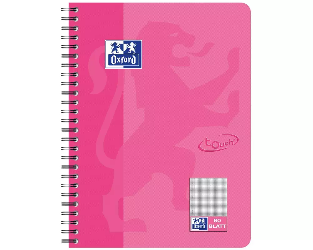 Oxford Notizheft Touch Collegeblock , B5, Kariert, Rosa