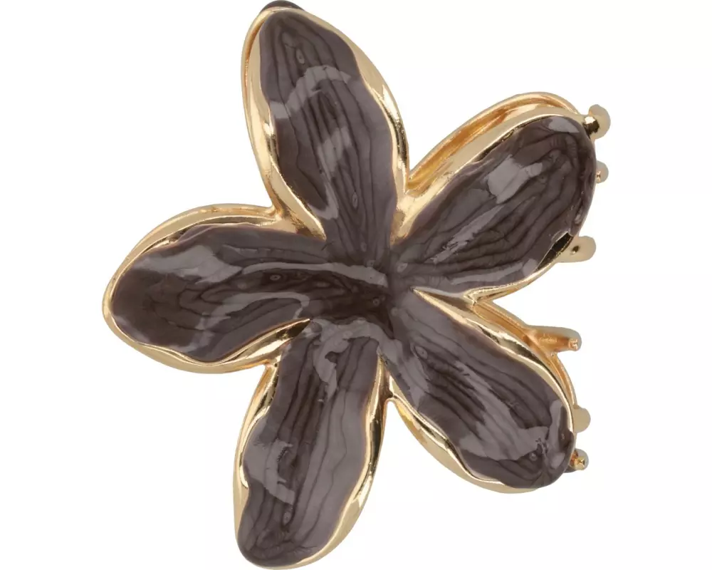 Trisa Accessoires Set Blumenklemmen, Goldfarben mit Braun Perlmutt Finish