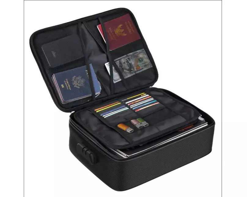 KH Security Brandschutzbox Dokumenten-Organizer, Schwarz