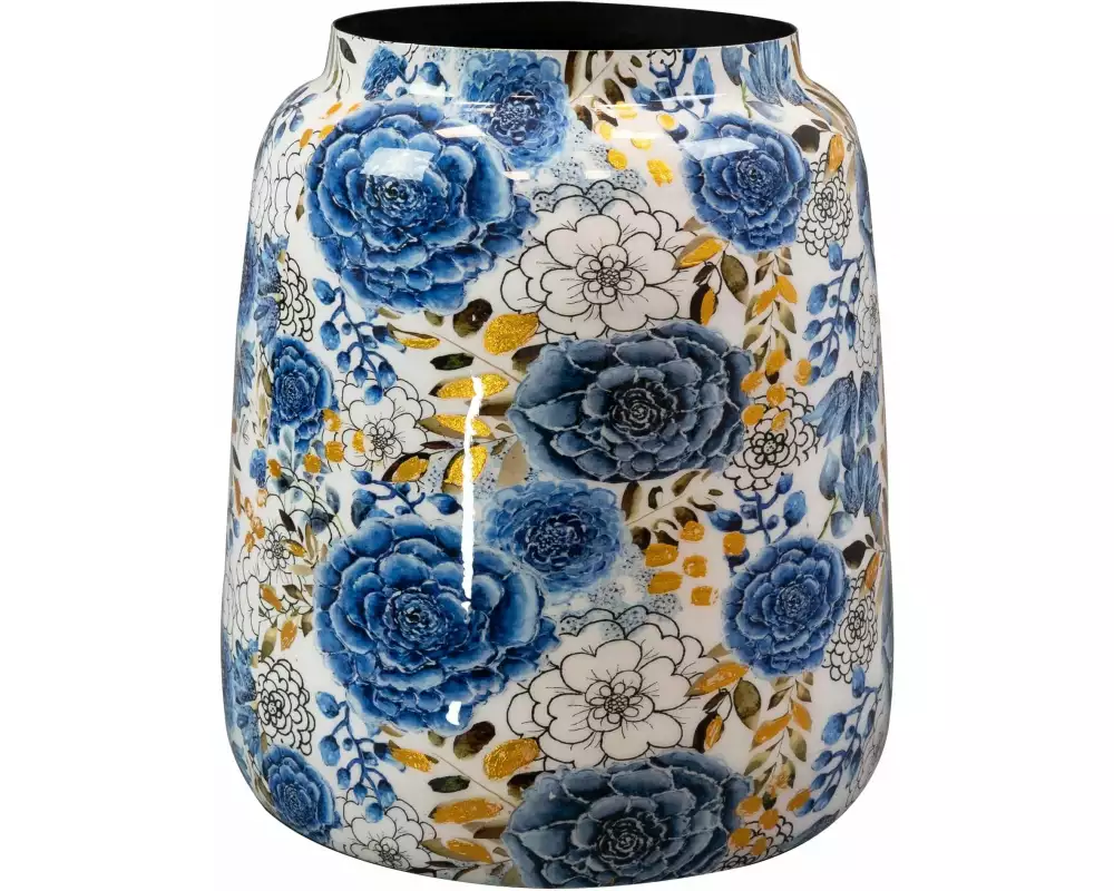 CHALET Vase Dutch 24 cm, Blau/Gold/Weiss