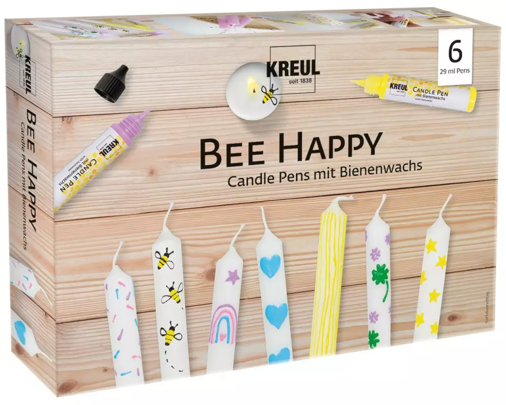 Kreul Kerzenmalfarbe Bee Happy 6 Stück, je 29 ml