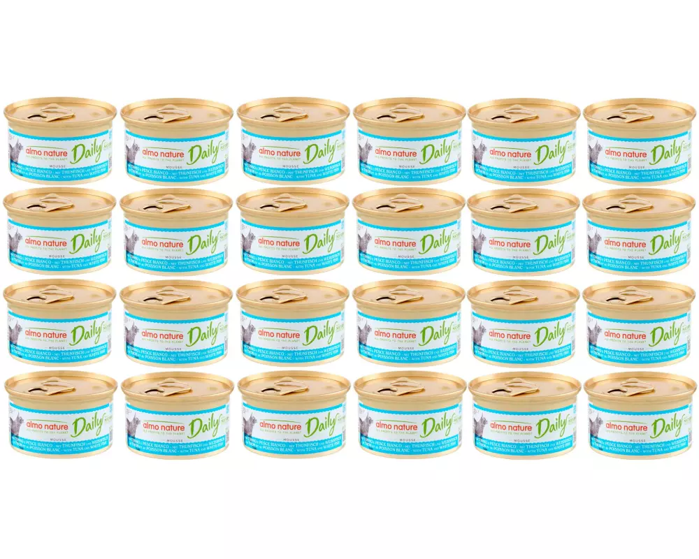 Almo Nature Nassfutter Daily Mousse mit Thunfisch und Kabeljau 24 x 85g